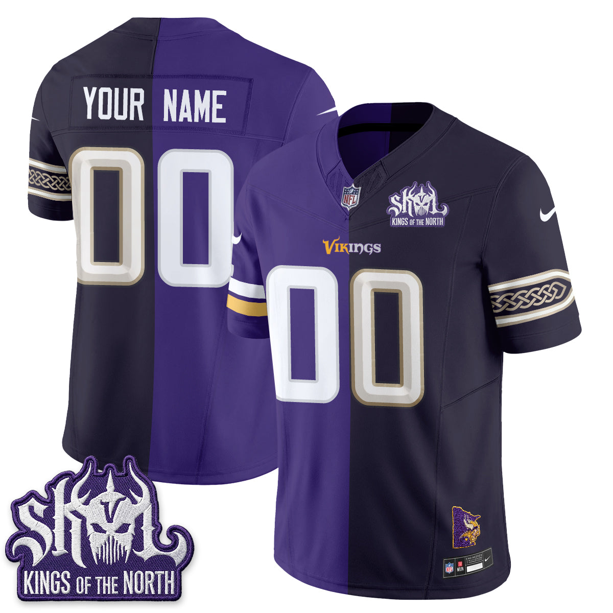 Minnesota Vikings Split Edition Vapor Custom Jersey - Stitched