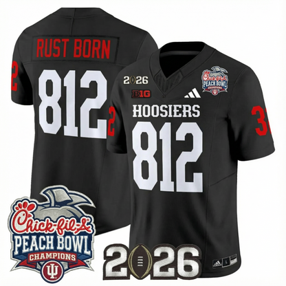 Indiana Hoosiers Peach Bowl Champions & 2026 CFP Finals Patch Vapor Limited Jersey V1 - All Stitched