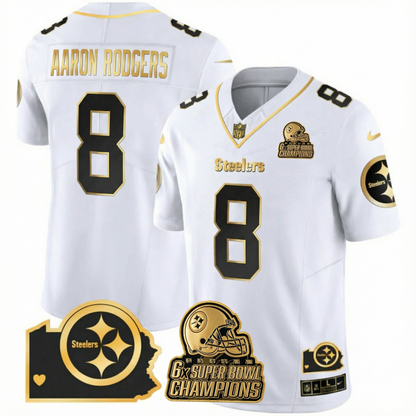PIT 6-Time Champions Home Patch Gold Vapor Limited Jersey - All Stitched