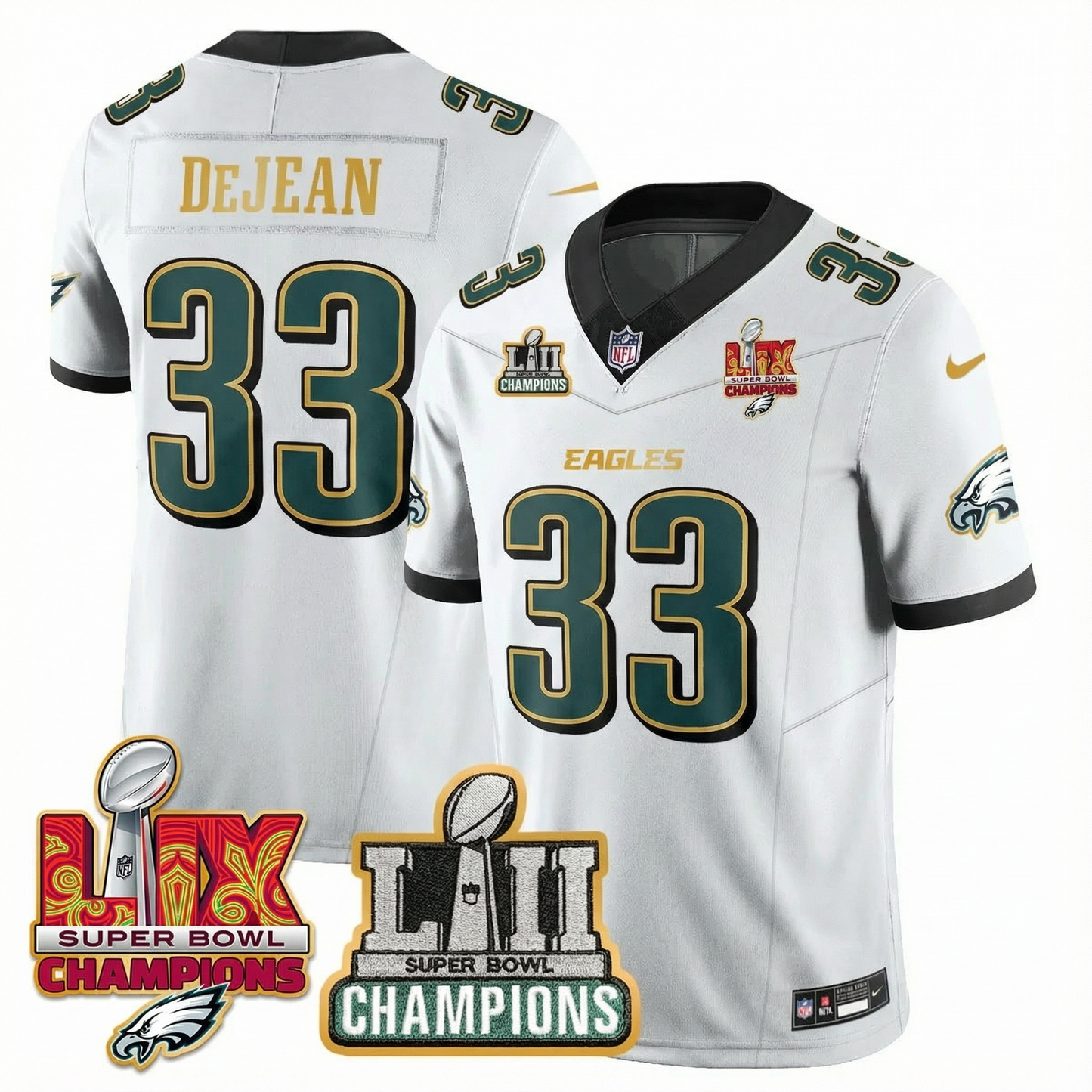 PHI LII-LIX Super Bowl Champions Vapor Limited Gold Jersey - All Stitched