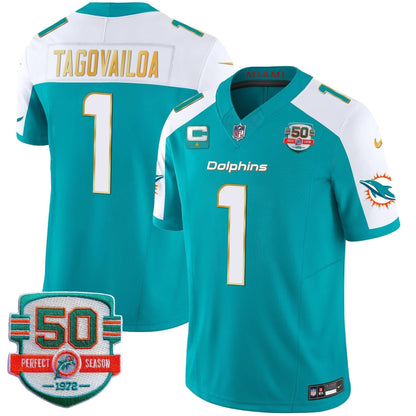 Dolphins Gold Trim Vapor Limited Jersey - All Stitched