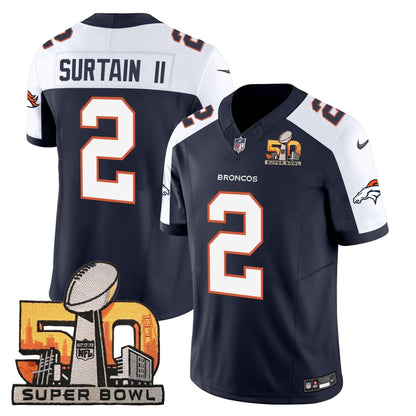 DEN Super Bowl 50 Patch Vapor Jersey - All Stitched