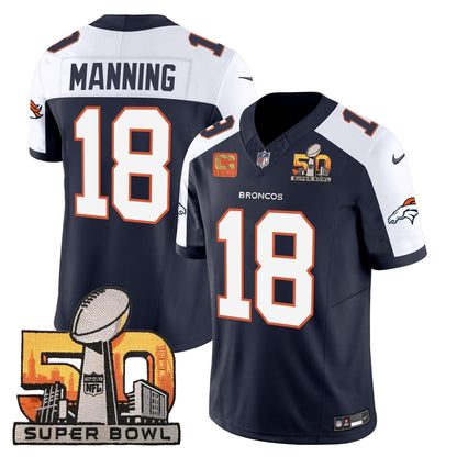 DEN Super Bowl 50 Patch Vapor Jersey - All Stitched