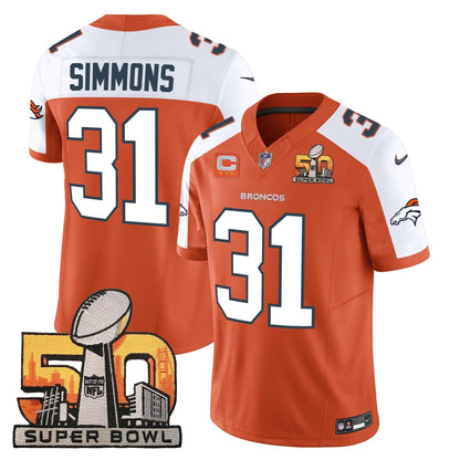 DEN Super Bowl 50 Patch Vapor Jersey - All Stitched
