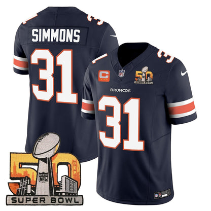DEN Super Bowl 50 Patch Vapor Jersey - All Stitched