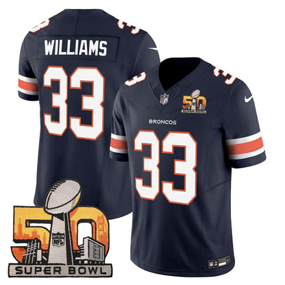 DEN Super Bowl 50 Patch Vapor Jersey - All Stitched