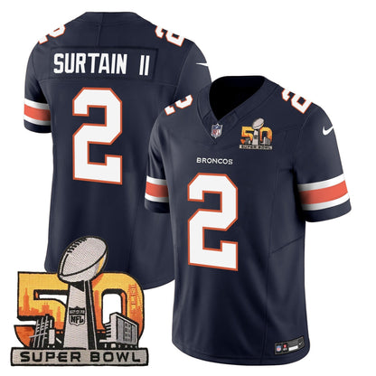 DEN Super Bowl 50 Patch Vapor Jersey - All Stitched
