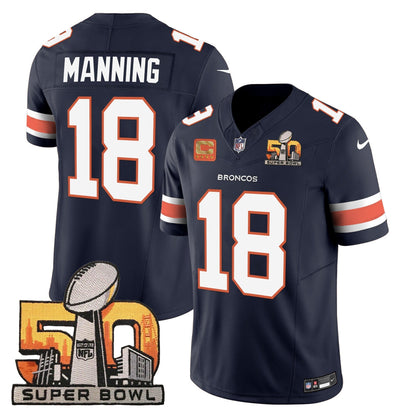 DEN Super Bowl 50 Patch Vapor Jersey - All Stitched