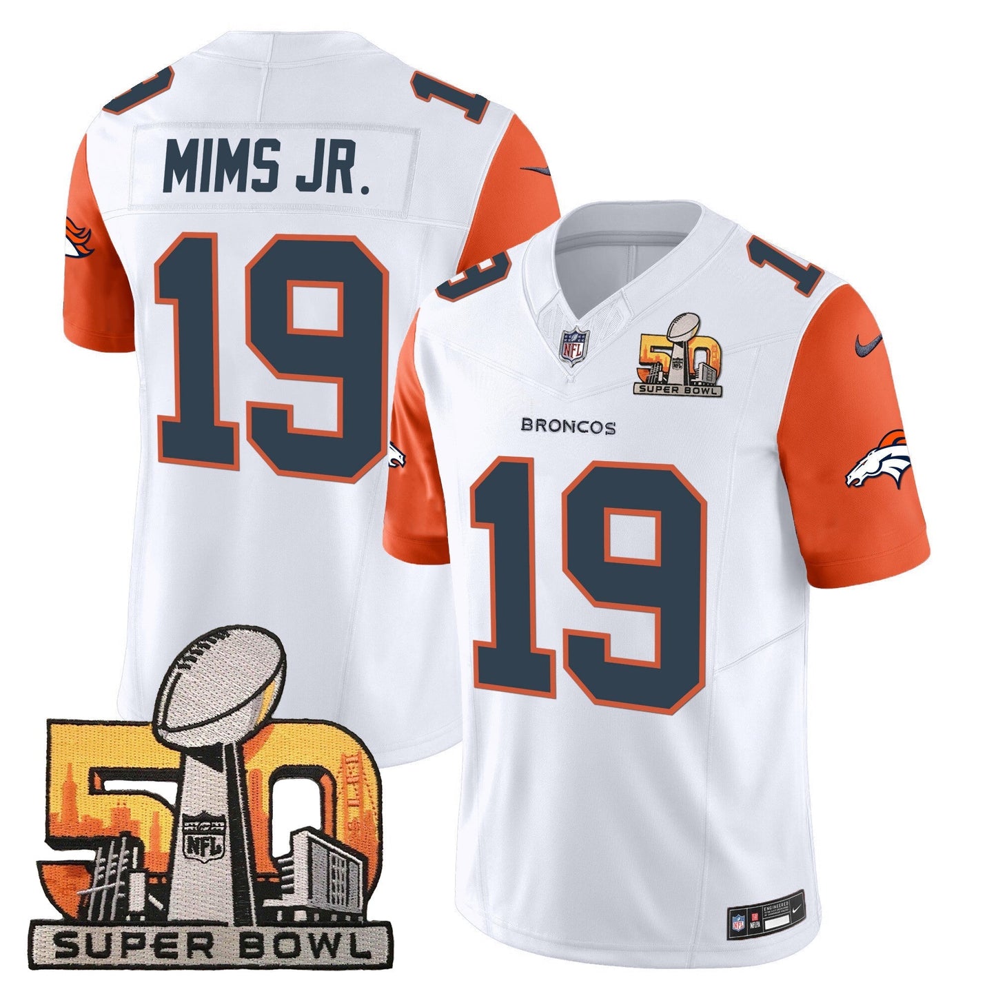 DEN Super Bowl 50 Patch Vapor Jersey - All Stitched