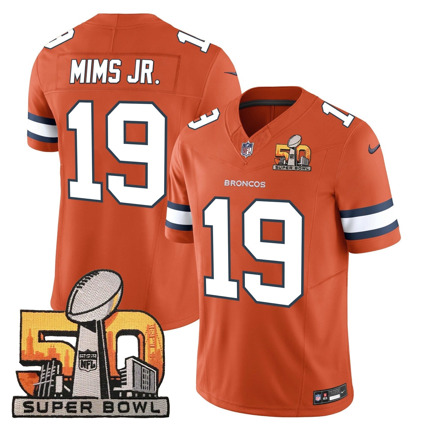 DEN Super Bowl 50 Patch Vapor Jersey - All Stitched