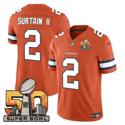 DEN Super Bowl 50 Patch Vapor Jersey - All Stitched