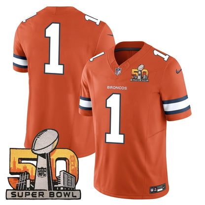 DEN Super Bowl 50 Patch Vapor Jersey - All Stitched