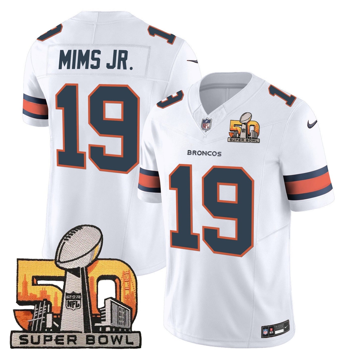 DEN Super Bowl 50 Patch Vapor Jersey - All Stitched