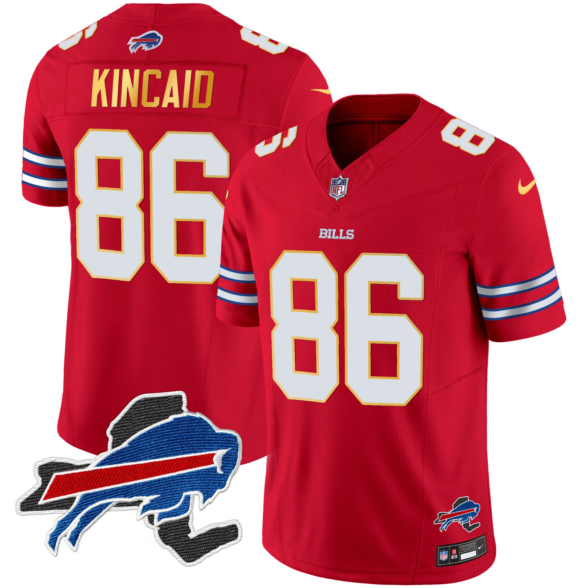 Men's Bills New York Patch Gold Trim Vapor Jersey - All Stitched