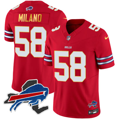 Men's Bills New York Patch Gold Trim Vapor Jersey - All Stitched