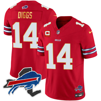 Men's Bills New York Patch Gold Trim Vapor Jersey - All Stitched