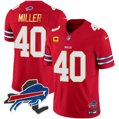 Men's Bills New York Patch Gold Trim Vapor Jersey - All Stitched