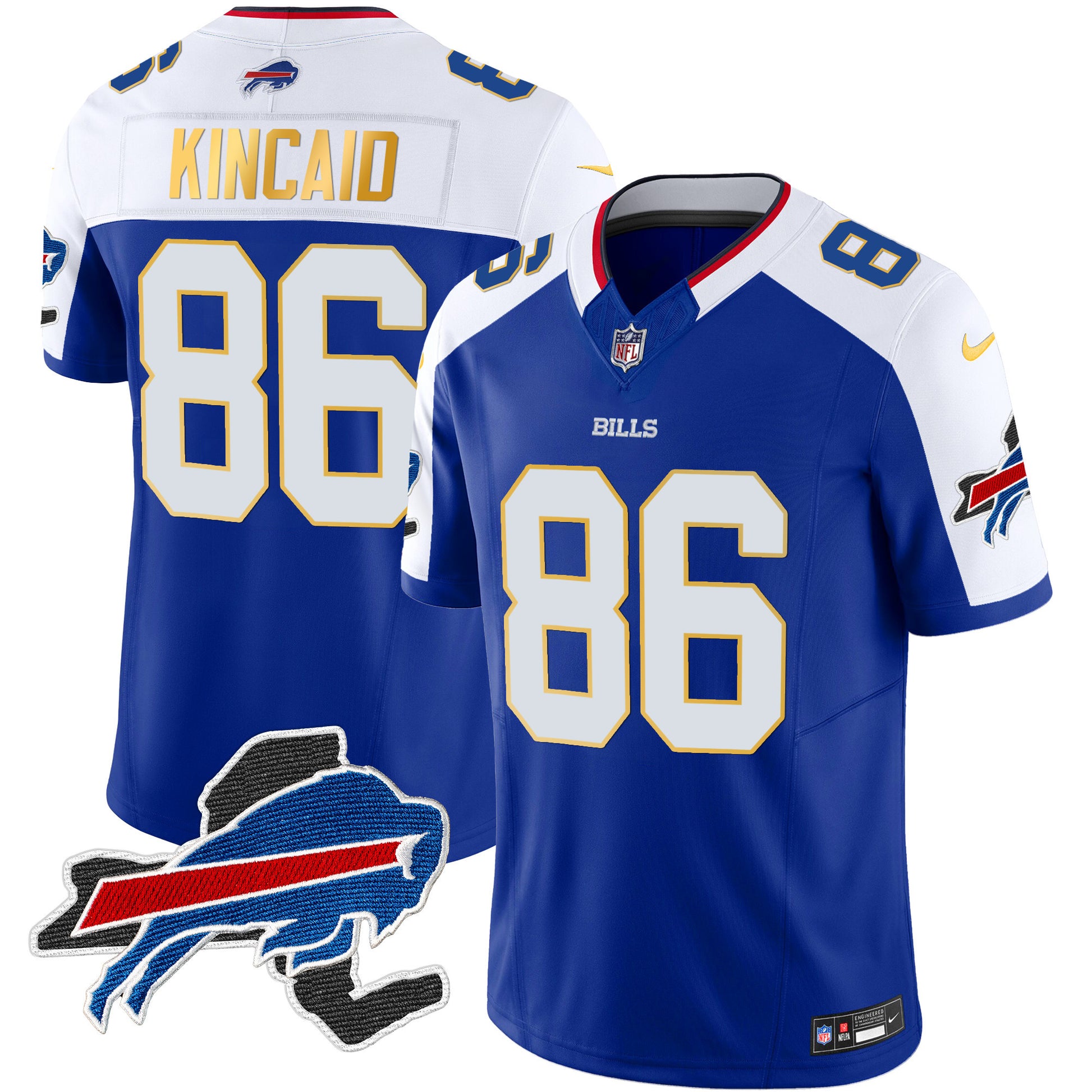Men's Bills New York Patch Gold Trim Vapor Jersey - All Stitched