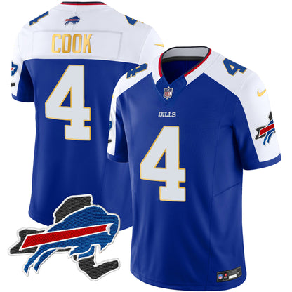 Men's Bills New York Patch Gold Trim Vapor Jersey - All Stitched