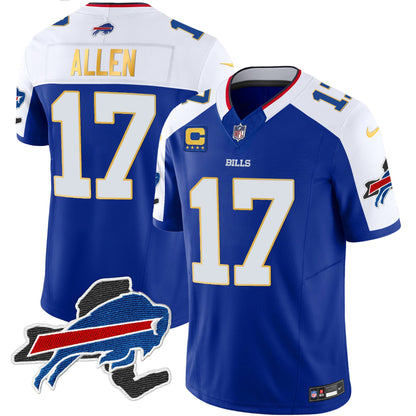 Men's Bills New York Patch Gold Trim Vapor Jersey - All Stitched