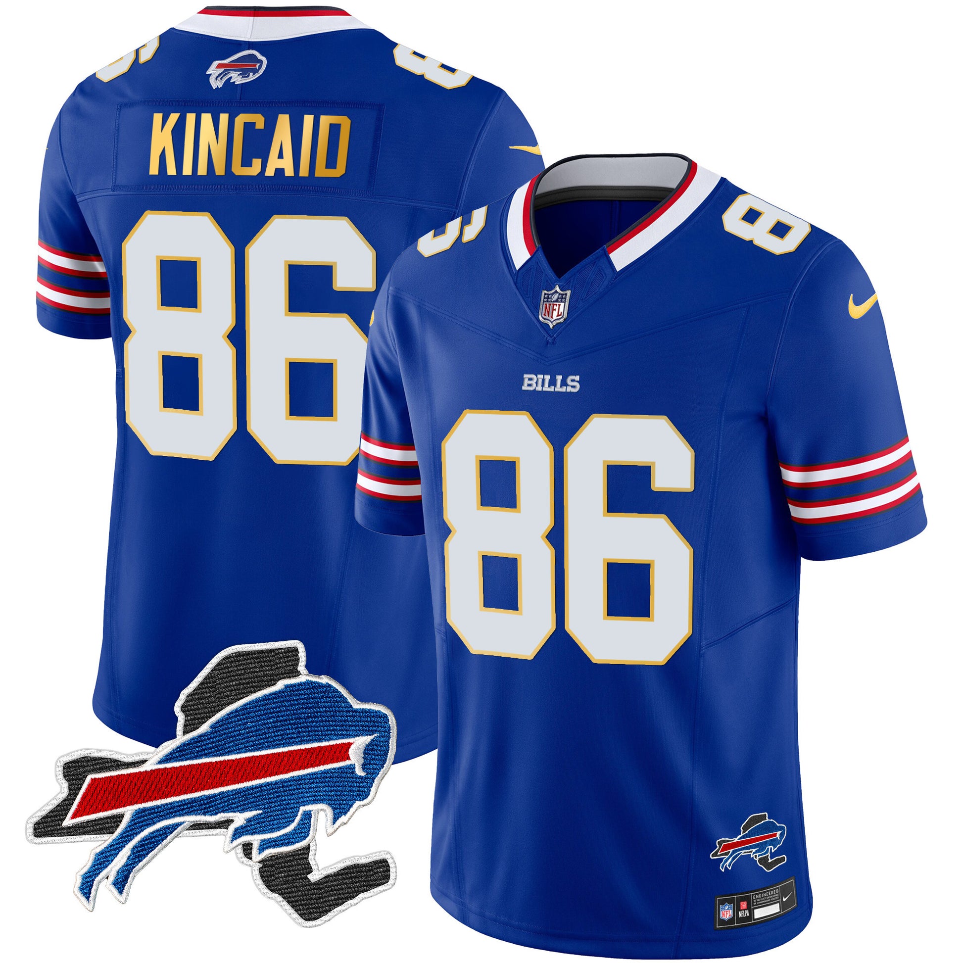 Men's Bills New York Patch Gold Trim Vapor Jersey - All Stitched