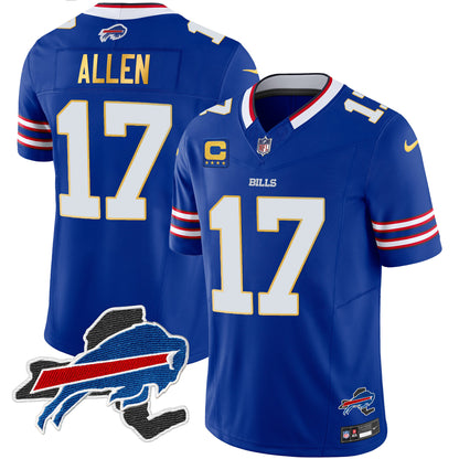 Men's Bills New York Patch Gold Trim Vapor Jersey - All Stitched