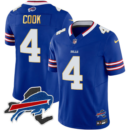 Men's Bills New York Patch Gold Trim Vapor Jersey - All Stitched