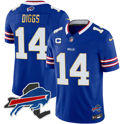 Men's Bills New York Patch Gold Trim Vapor Jersey - All Stitched