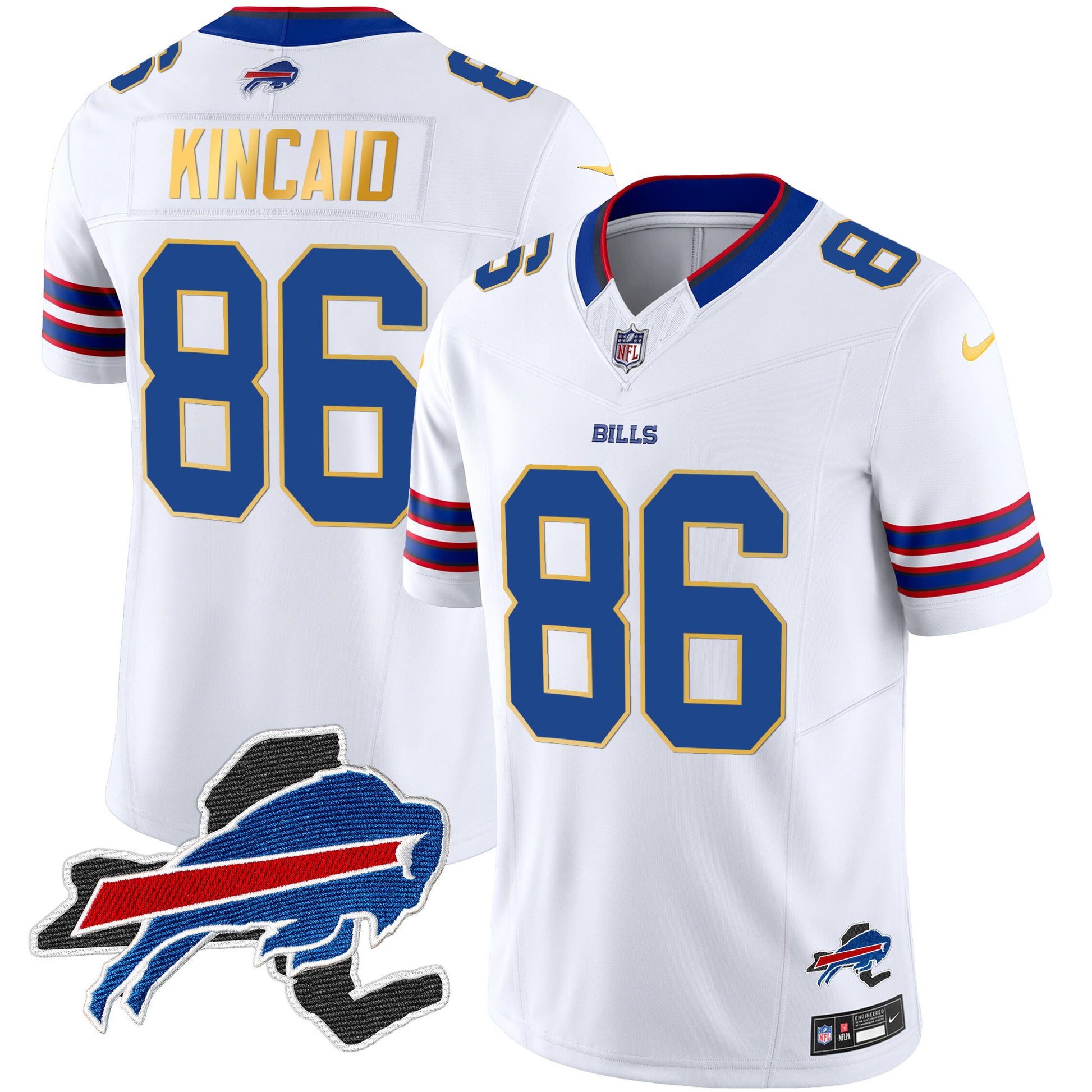 Men's Bills New York Patch Gold Trim Vapor Jersey - All Stitched