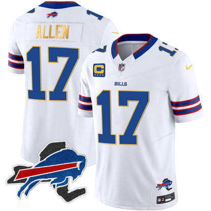 Men's Bills New York Patch Gold Trim Vapor Jersey - All Stitched
