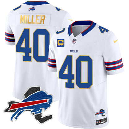 Men's Bills New York Patch Gold Trim Vapor Jersey - All Stitched