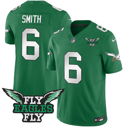 Fly Eagles Fly Patch Throwback Kelly Green Vapor Jersey - All Stitched