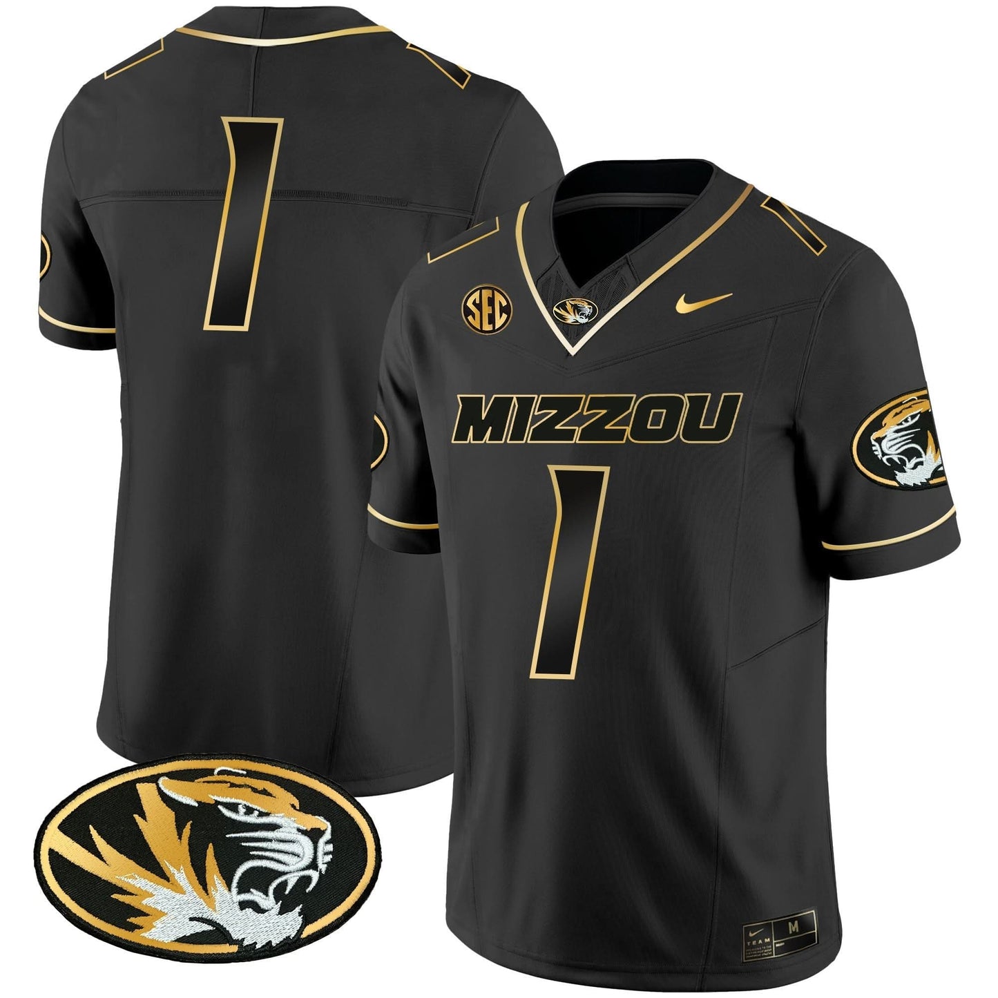 Missouri Tigers Gold Vapor Jersey - All Stitched