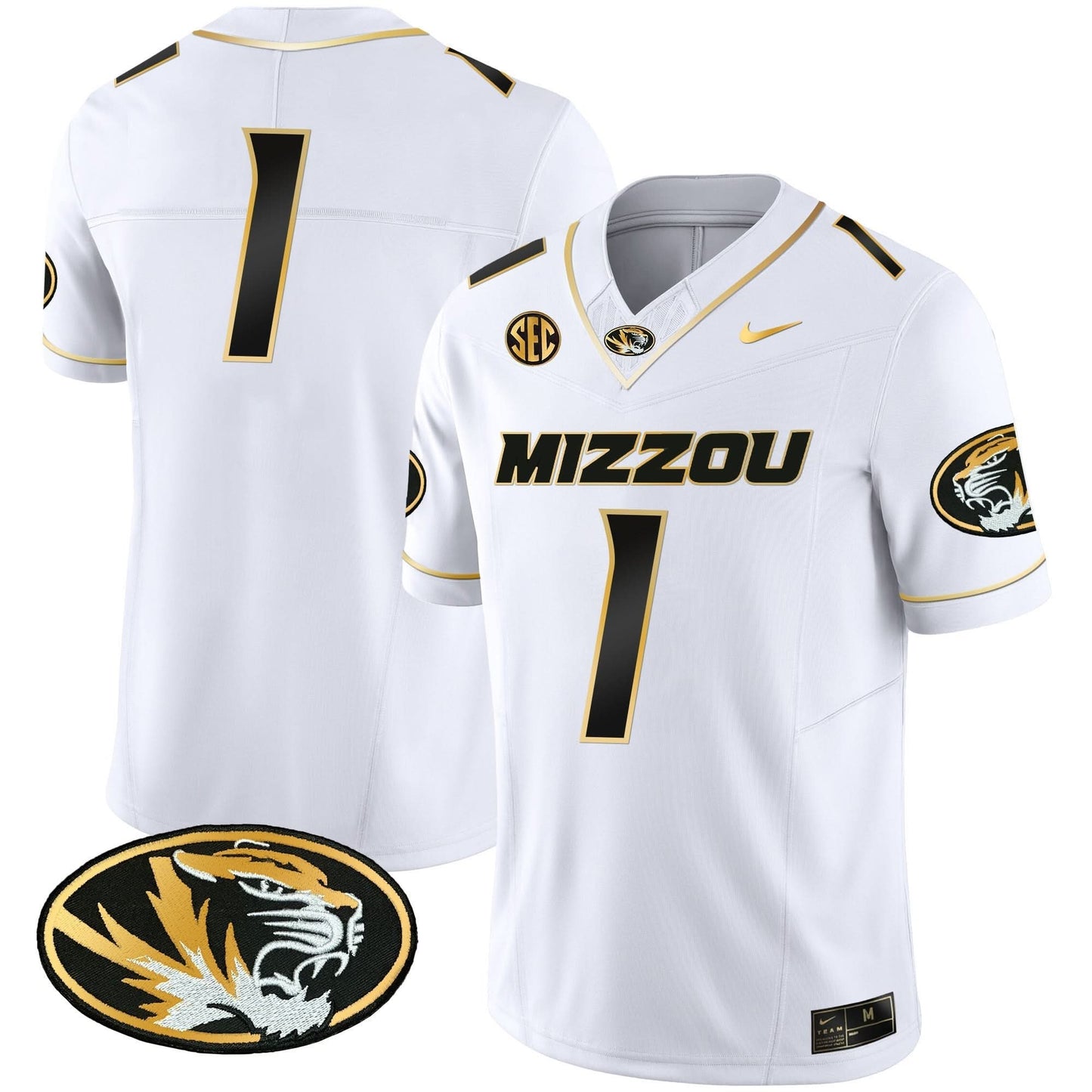 Missouri Tigers Gold Vapor Jersey - All Stitched
