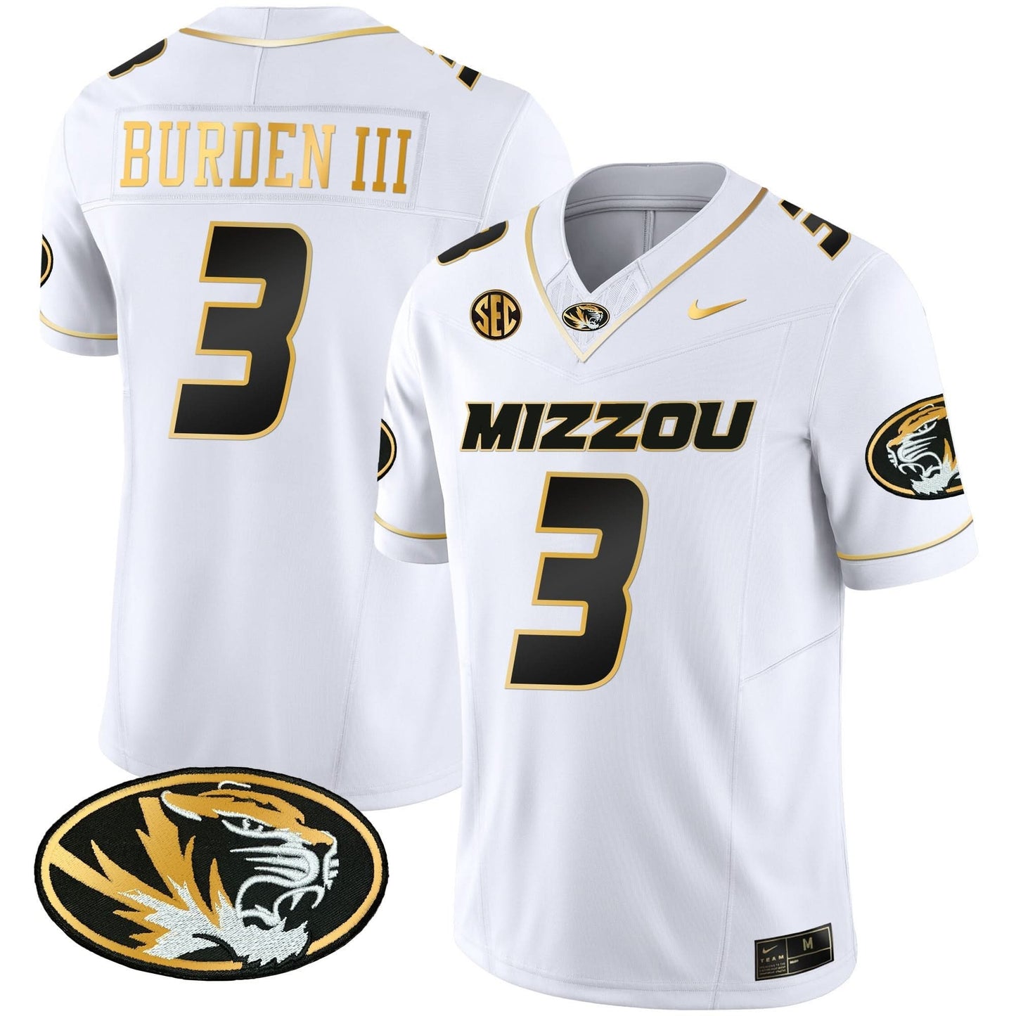 Missouri Tigers Gold Vapor Jersey - All Stitched