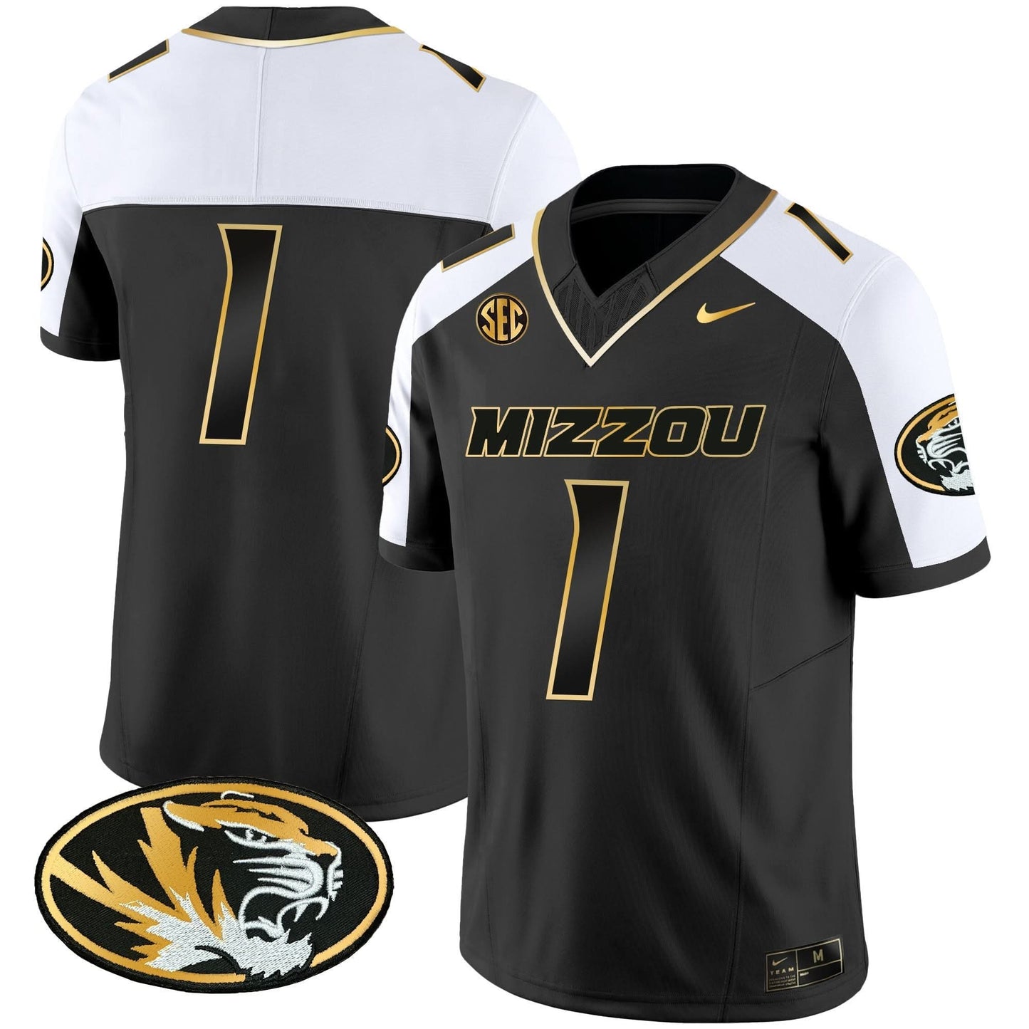 Missouri Tigers Gold Vapor Jersey - All Stitched