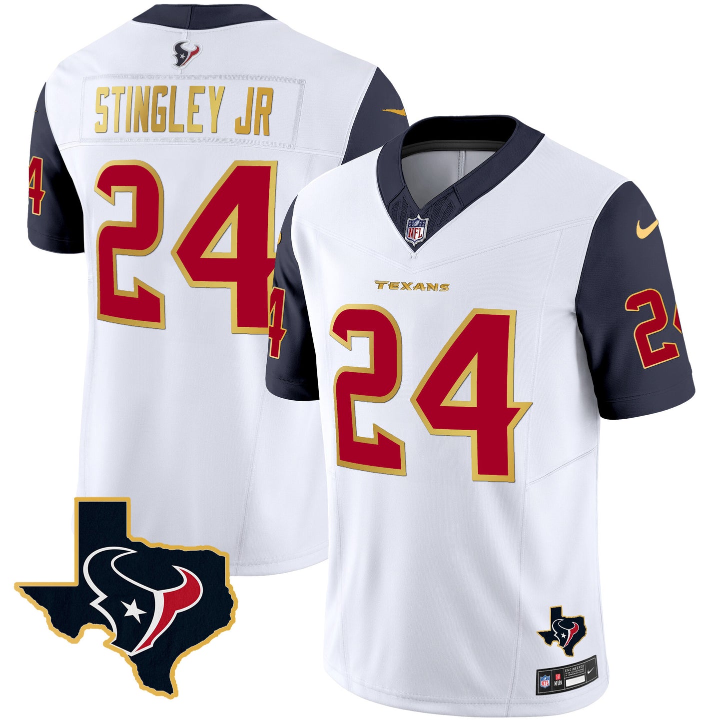 Men's Houston Texans Gold Trim Vapor Jersey - All Stitched