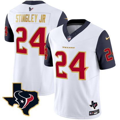 Men's Houston Texans Gold Trim Vapor Jersey - All Stitched