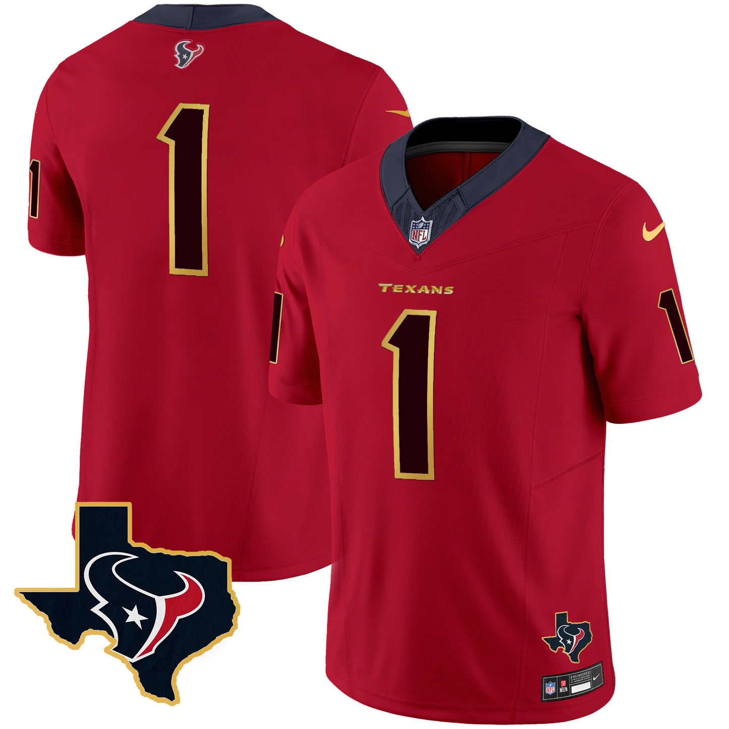 Men's Houston Texans Gold Trim Vapor Jersey - All Stitched