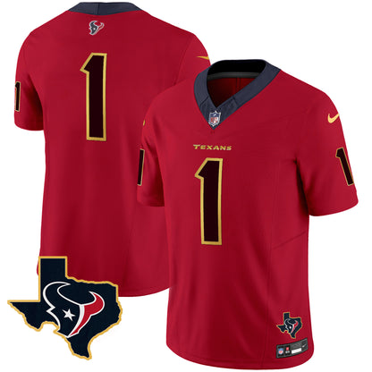 Men's Houston Texans Gold Trim Vapor Jersey - All Stitched