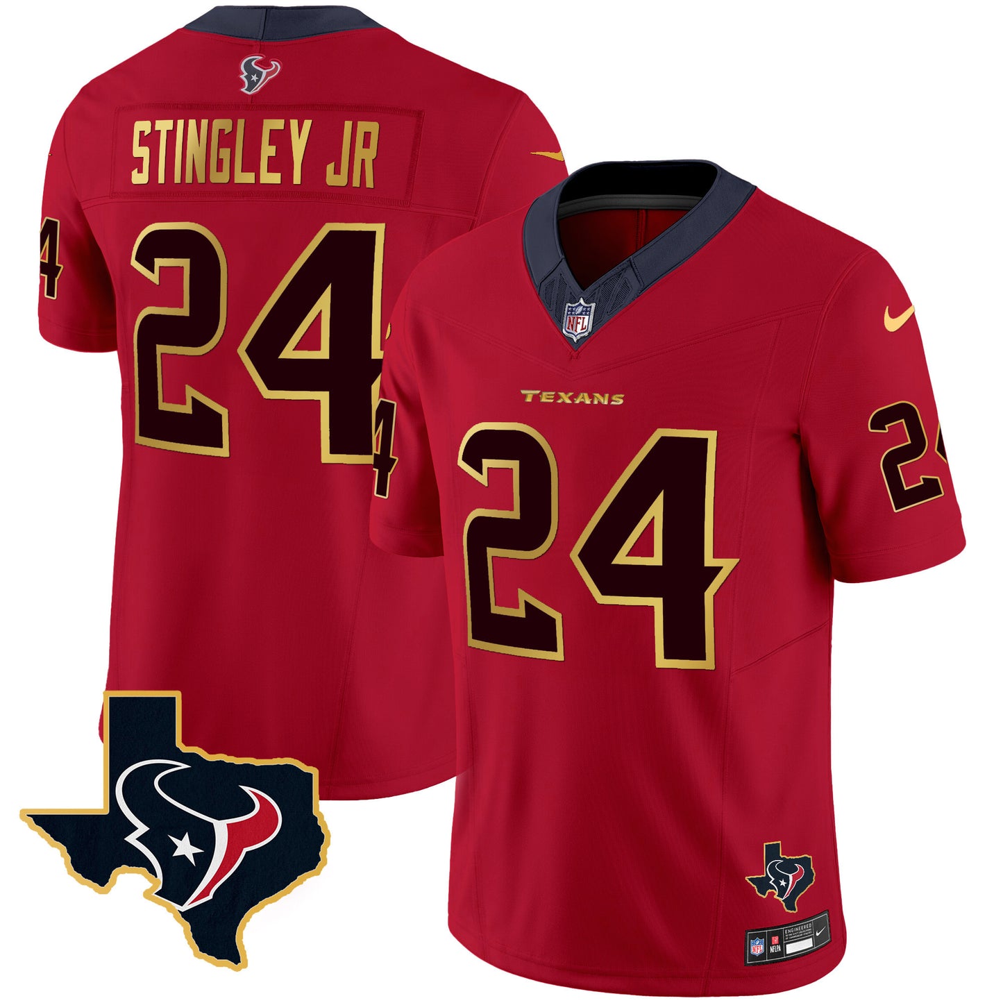 Men's Houston Texans Gold Trim Vapor Jersey - All Stitched