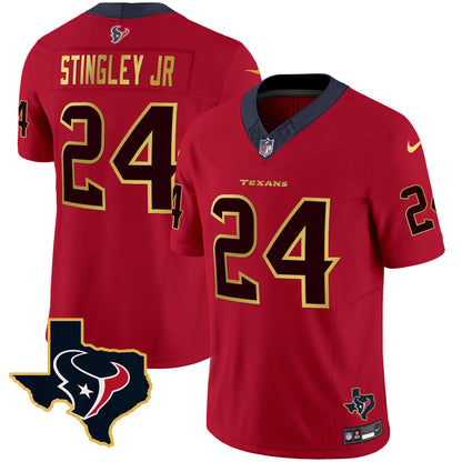 Men's Houston Texans Gold Trim Vapor Jersey - All Stitched