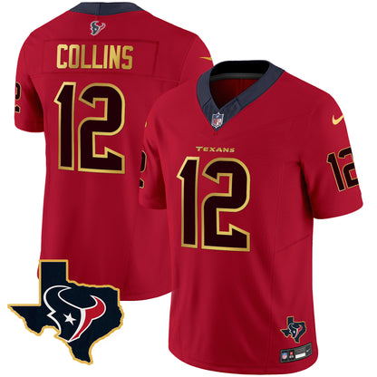 Men's Houston Texans Gold Trim Vapor Jersey - All Stitched