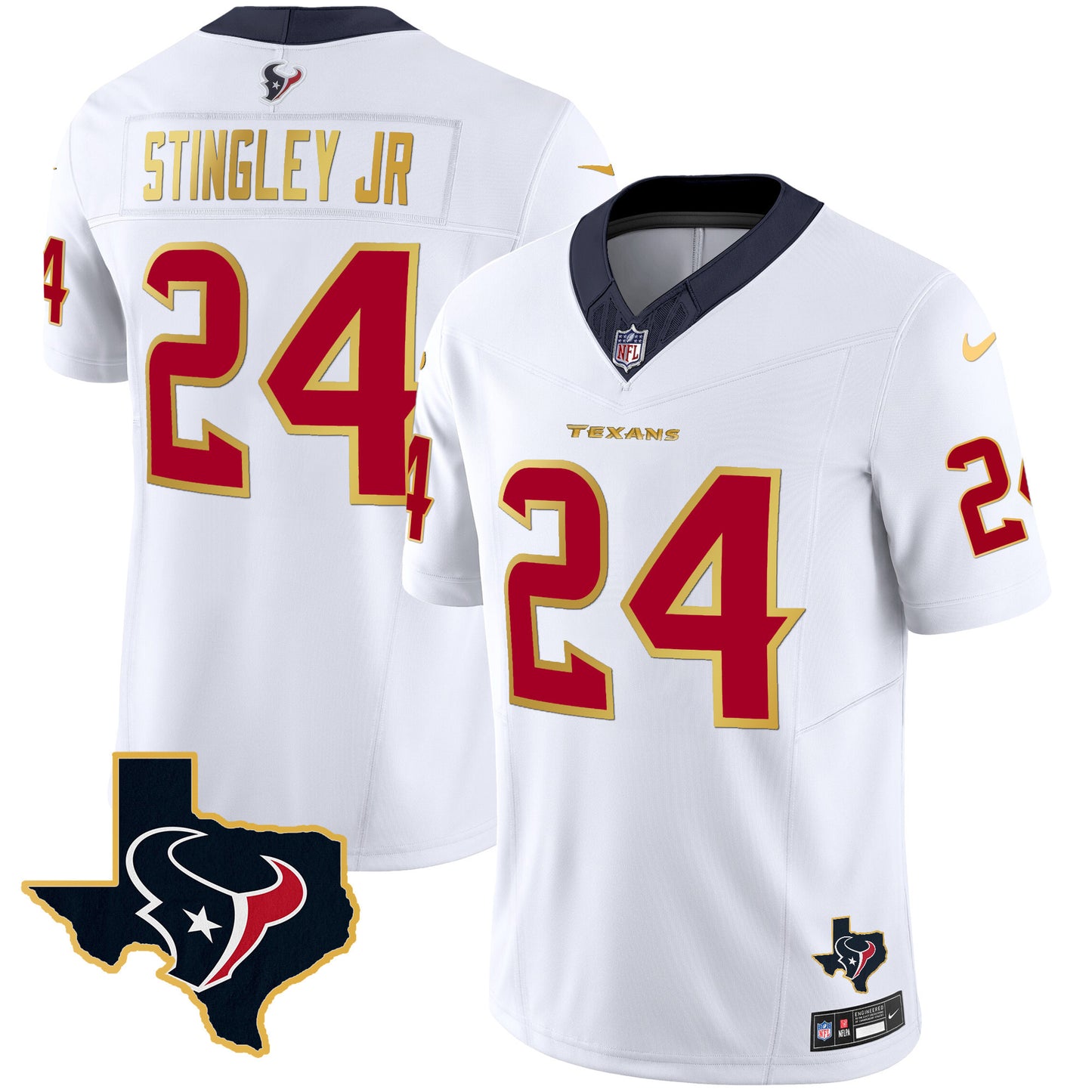 Men's Houston Texans Gold Trim Vapor Jersey - All Stitched