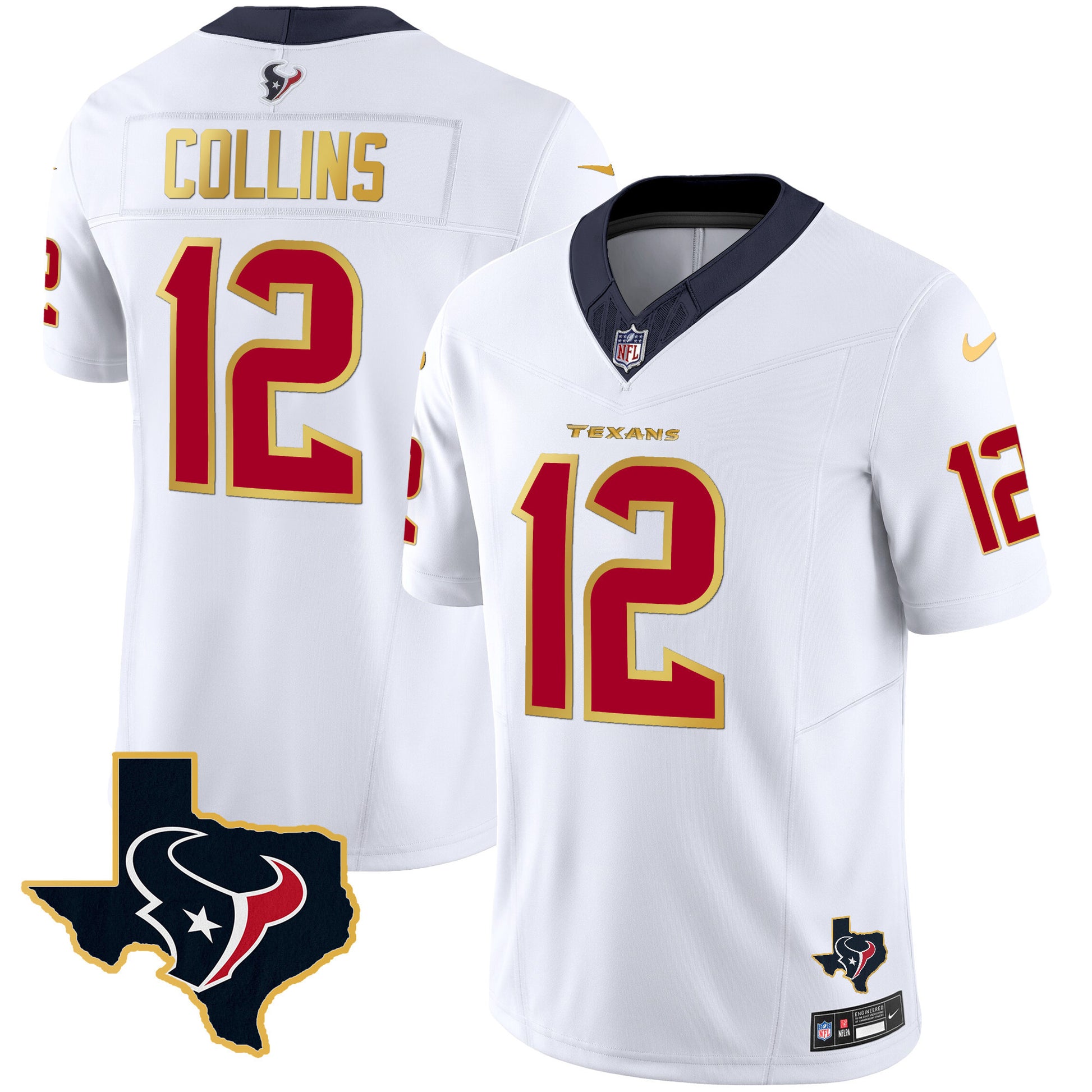 Men's Houston Texans Gold Trim Vapor Jersey - All Stitched