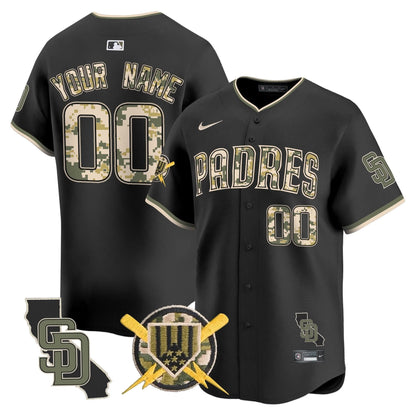Padres Armed Forces Day Vapor Premier Limited Custom Jersey - All Stitched