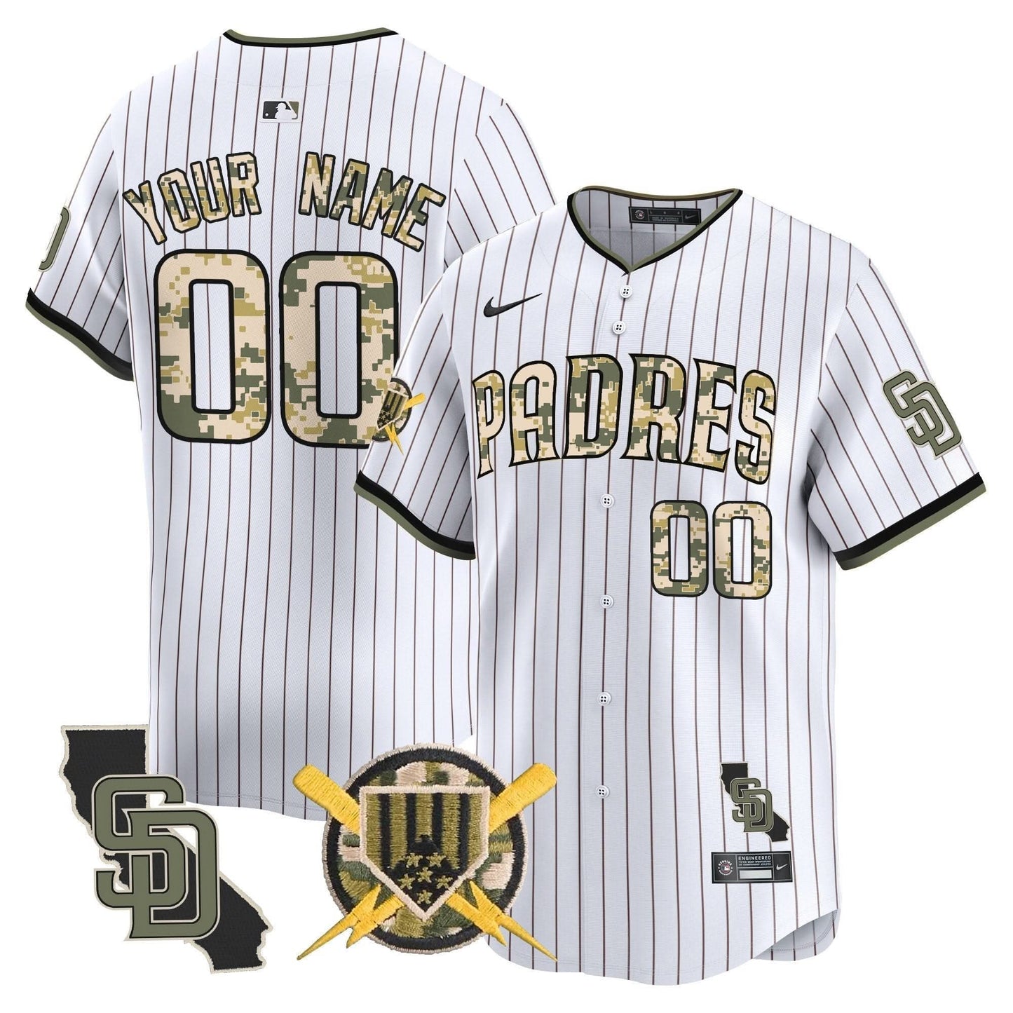 Padres Armed Forces Day Vapor Premier Limited Custom Jersey - All Stitched