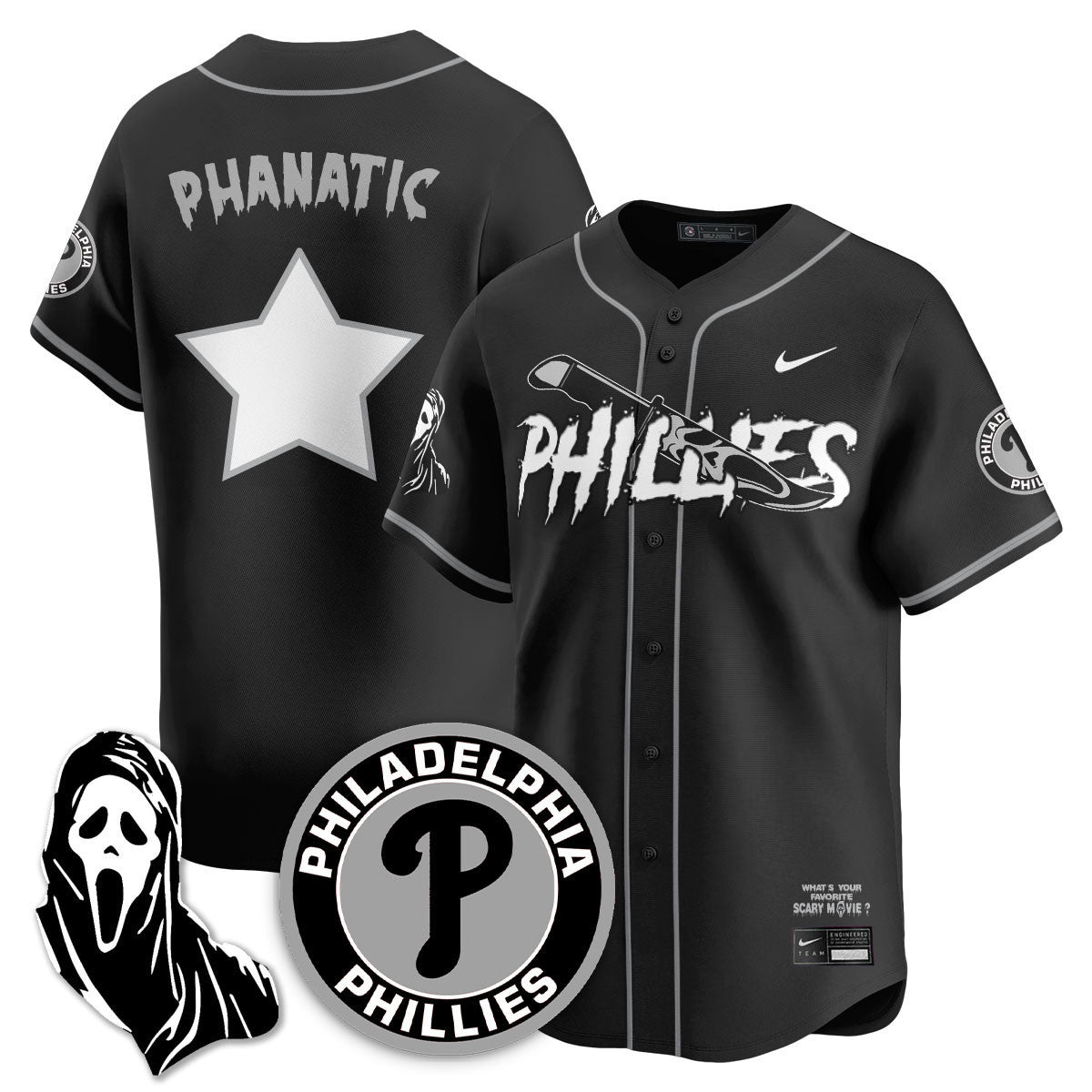 Men's Philadelphia Phillies "Scream Ghostface" Jersey - Stitched