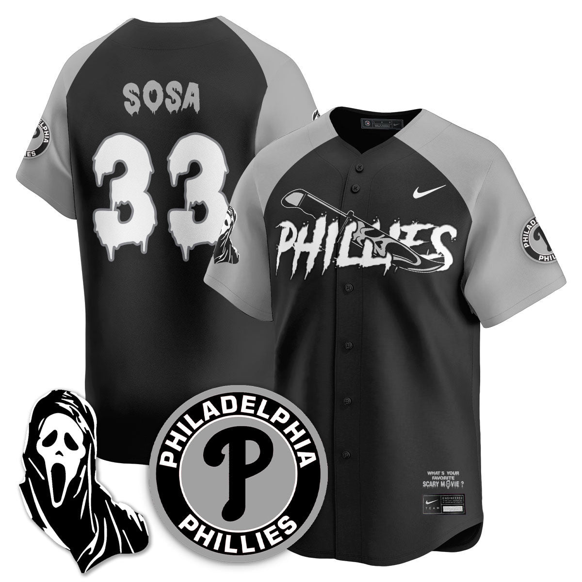 Men's Philadelphia Phillies "Scream Ghostface" Jersey - Stitched