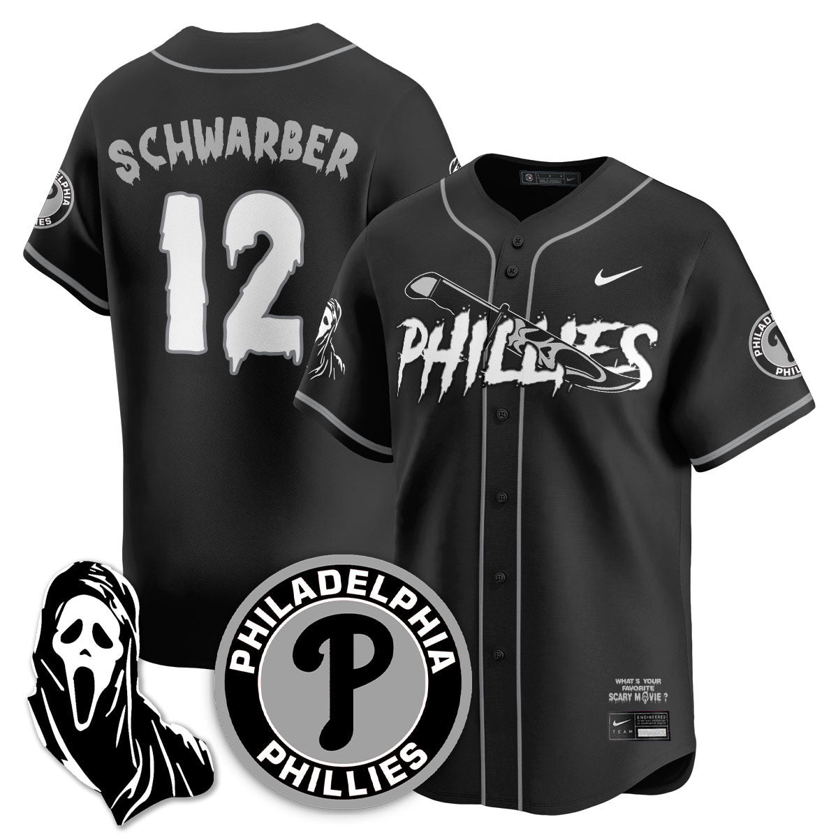 Men's Philadelphia Phillies "Scream Ghostface" Jersey - Stitched